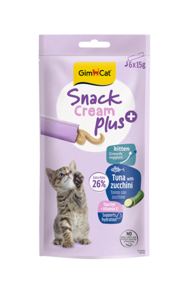 GimCat Snack Cream Plus per Gatti 6x15g – Salmone con Zucca, Pollo con Carote, Tonno con Zucchine
