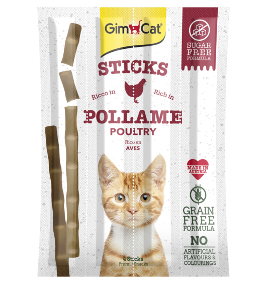 GimCat Sticks Snack per Gatti 4pz – Pollame, Agnello o Tacchino & Coniglio | Ricchi di Carne