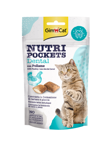 GimCat Nutri Pockets Dental Pollame 60g – Snack Gatti per Igiene Dentale e Anti Placca