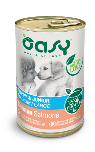 Paté Puppy & Junior Medium/Large Salmone – One Protein Formula | Oasy 400g