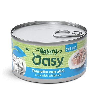 Cibo umido naturale per gatti Natury Tonnetto con alici 85 g in soft jelly