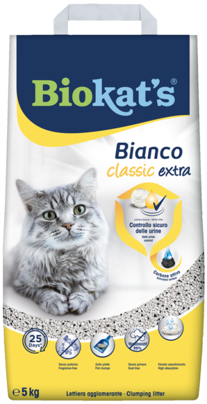 Biokat’s Bianco Extra Lettiera per Gatti – Agglomerante Bianca con Carbone Attivo