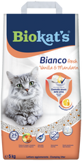 Biokat’s Bianco Fresh Vanilla & Mandarin Lettiera Agglomerante in Argilla Bianca – Controllo Odori e Alta Assorbenza