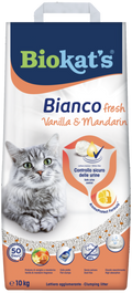 Biokat’s Bianco Fresh Vanilla & Mandarin Lettiera Agglomerante in Argilla Bianca – Controllo Odori e Alta Assorbenza
