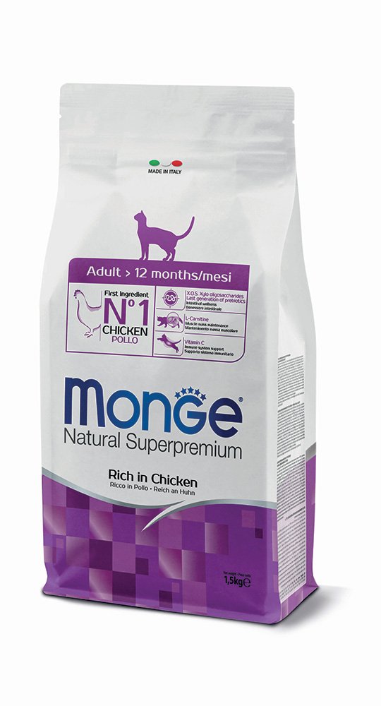 Monge Natural Superpremium Adult Ricco in Pollo – Alimento Completo per Gatti Adulti