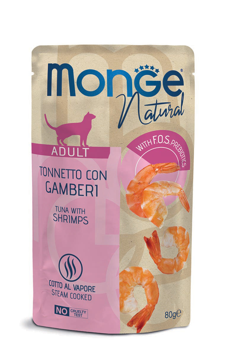 Monge Natural Tonnetto con Gamberi – Cibo per Gatti Adulti 80 Gr.