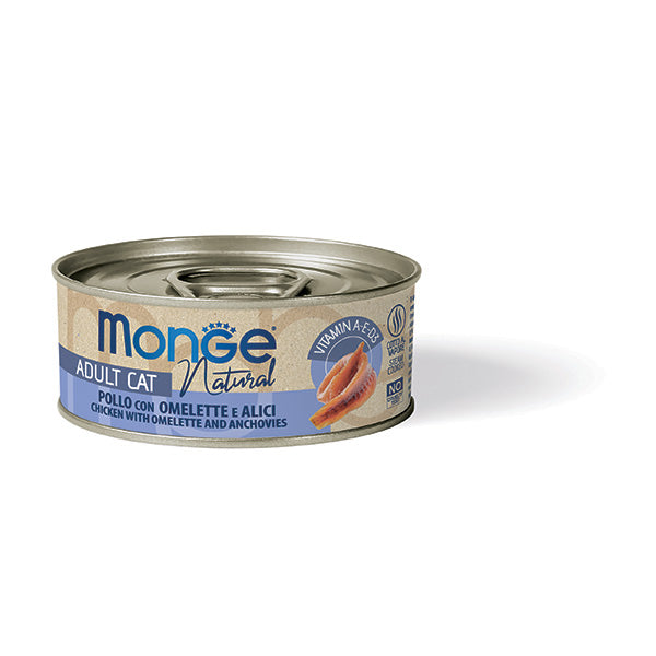Monge Natural Pollo con Omelette e Alici – Cibo Umido per Gatti Adulti 80g