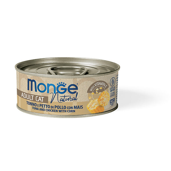 Monge Natural Tonno e Petto di Pollo con Mais – Cibo Umido per Gatti Adulti 80 Gr.