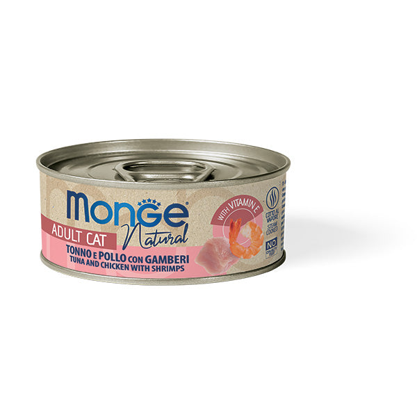 Monge Natural Tonno e Pollo con Gamberi – Cibo Umido per Gatti Adulti 80g