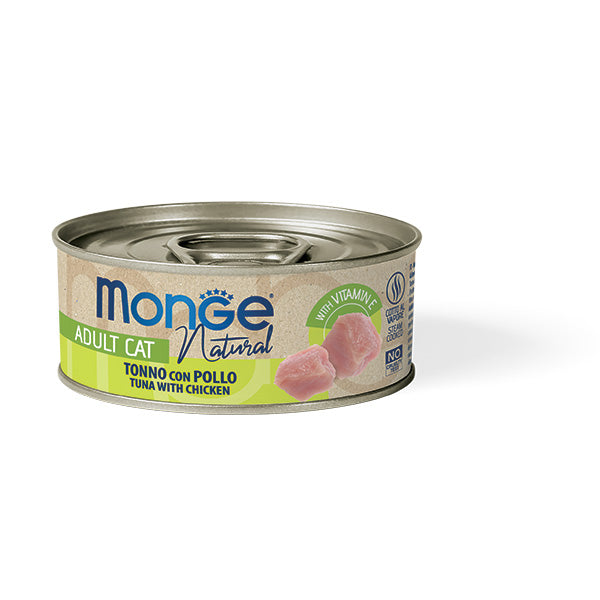 Monge Natural Tonno a Pinne Gialle con Pollo – Cibo Umido per Gatti Adulti 80g