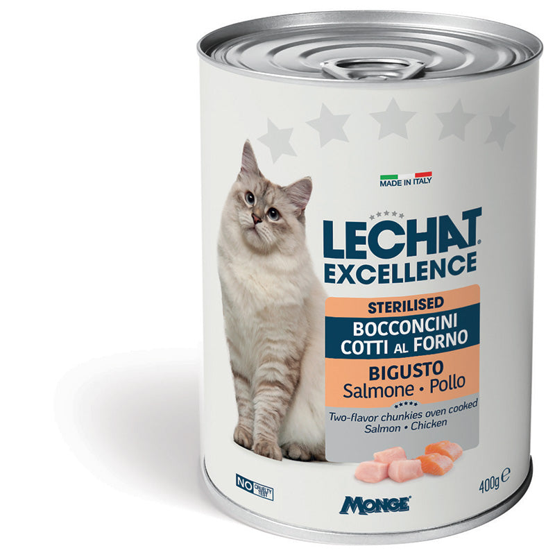 eChat Excellence Bocconcini Cotti al Forno Salmone & Pollo – Gatti Sterilizzati 400g