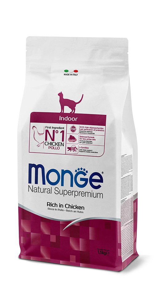 Monge Natural Superpremium Gatto Indoor Ricco in Pollo – Alimento Completo per Gatti Adulti Sedentari