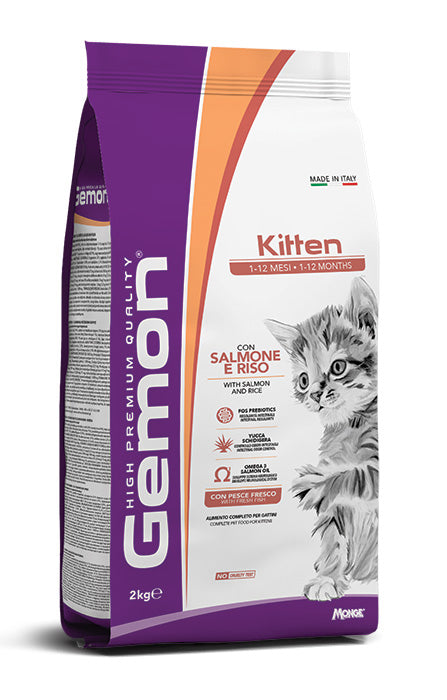 Gemon Kitten con Salmone e Riso – Crocchette per Gattini 1-12 Mesi