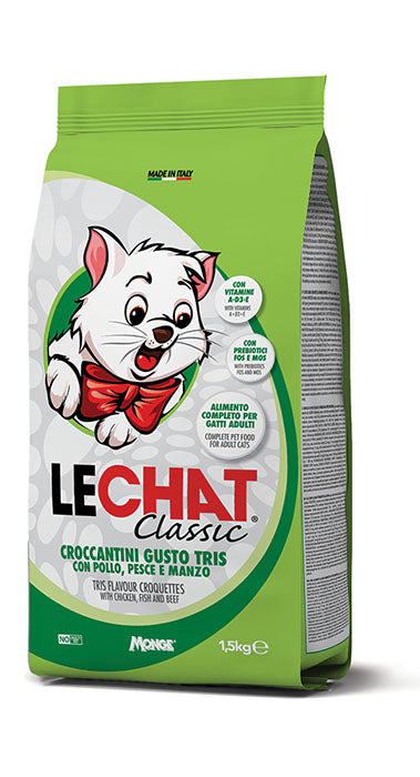 Croccantini Gatto Adult Gusto Tris con Pollo, Pesce e Manzo 1,5 kg – 20 kg