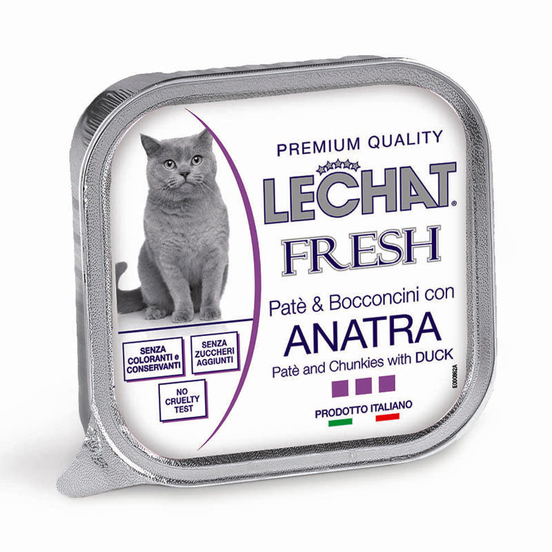 LeChat Fresh Paté e Bocconcini con Anatra 100g – Alimento Completo per Gatti