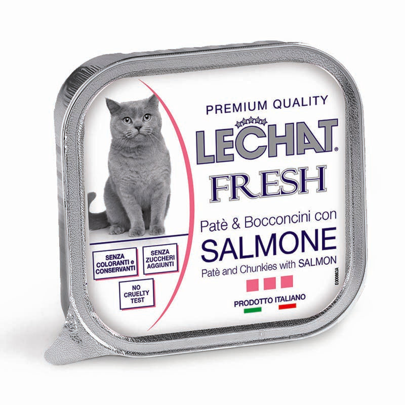 LeChat Fresh Paté e Bocconcini con Salmone – Alimento Completo per Gatti