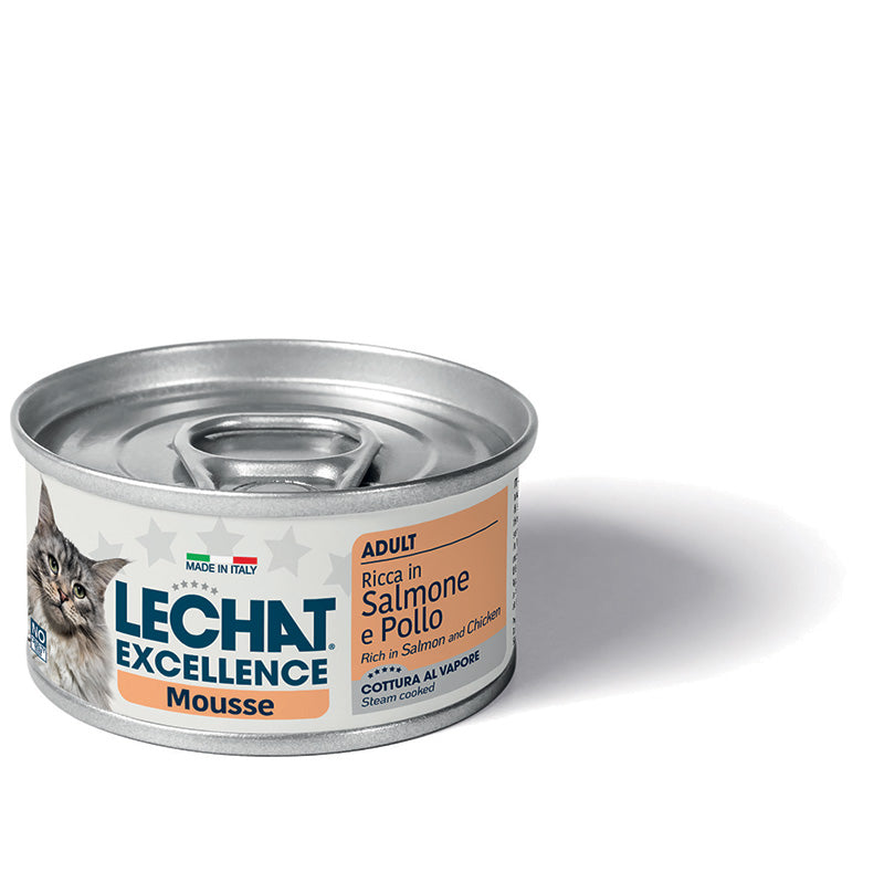 LeChat Excellence Mousse Gatto Adulto Salmone e Pollo – Cibo Umido 85g