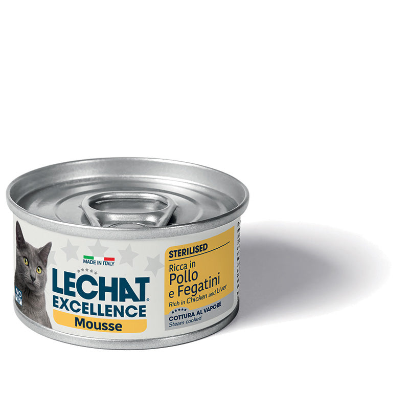LeChat Excellence Sterilised Mousse Gatto Pollo e Fegatini – Cibo Umido 85g
