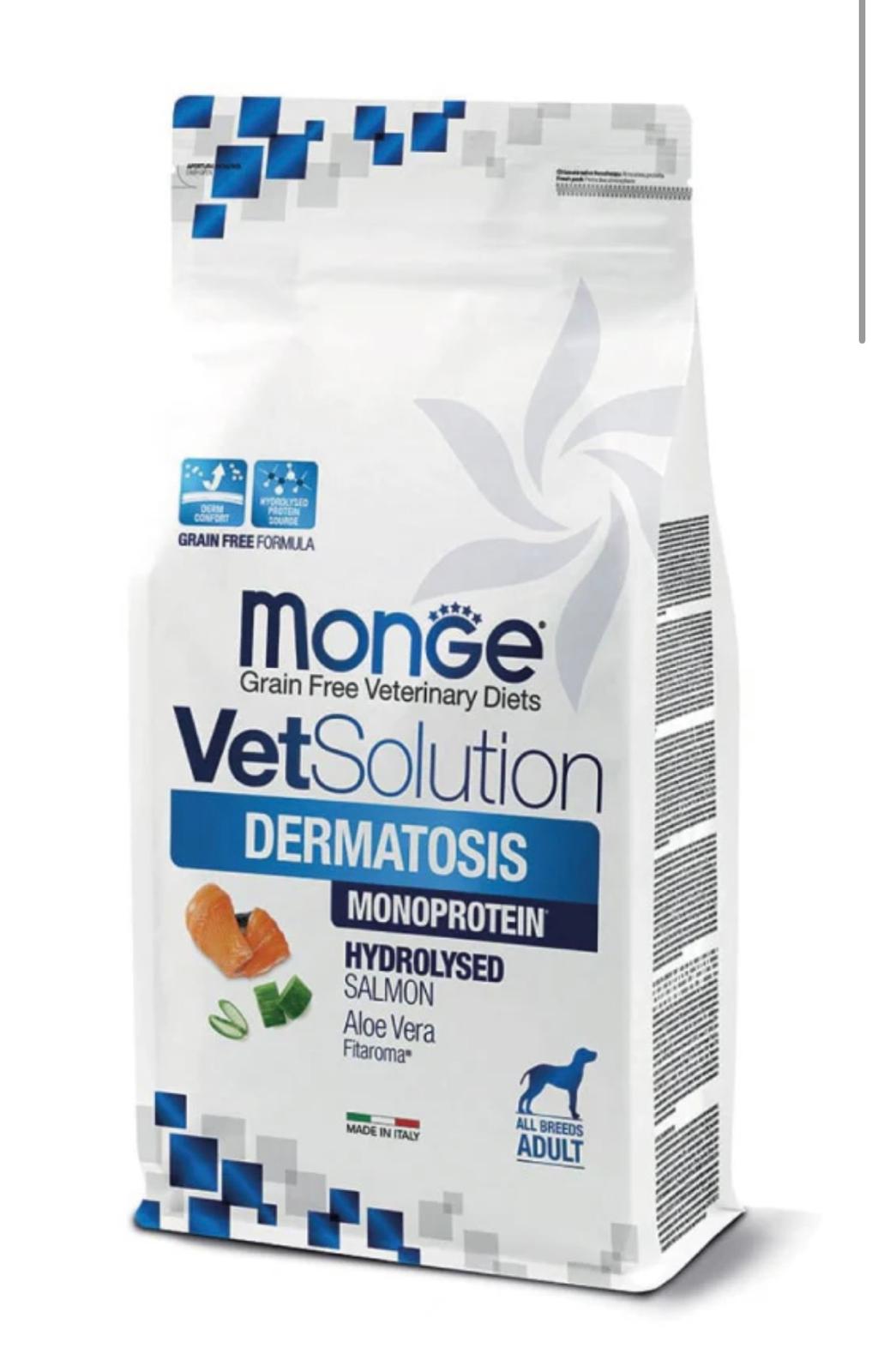 Monge VetSolution Dermatosis Monoprotein Hydrolysed Salmone All Breeds Adult - 2 kg / 12 kg