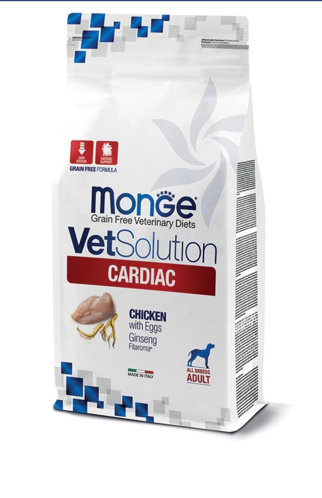 Monge Vetsolution Canine Cardiac pollo con uova alimento completo per cani adulti