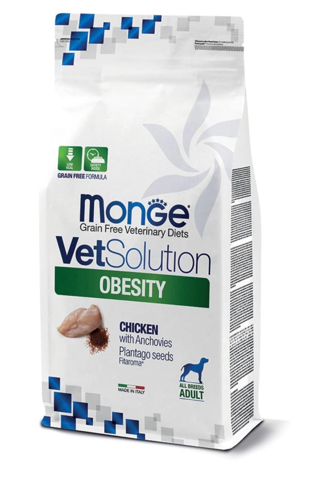 Monge Vetsolution Canine Obesity pollo con acciughe alimento completo per cani adulti