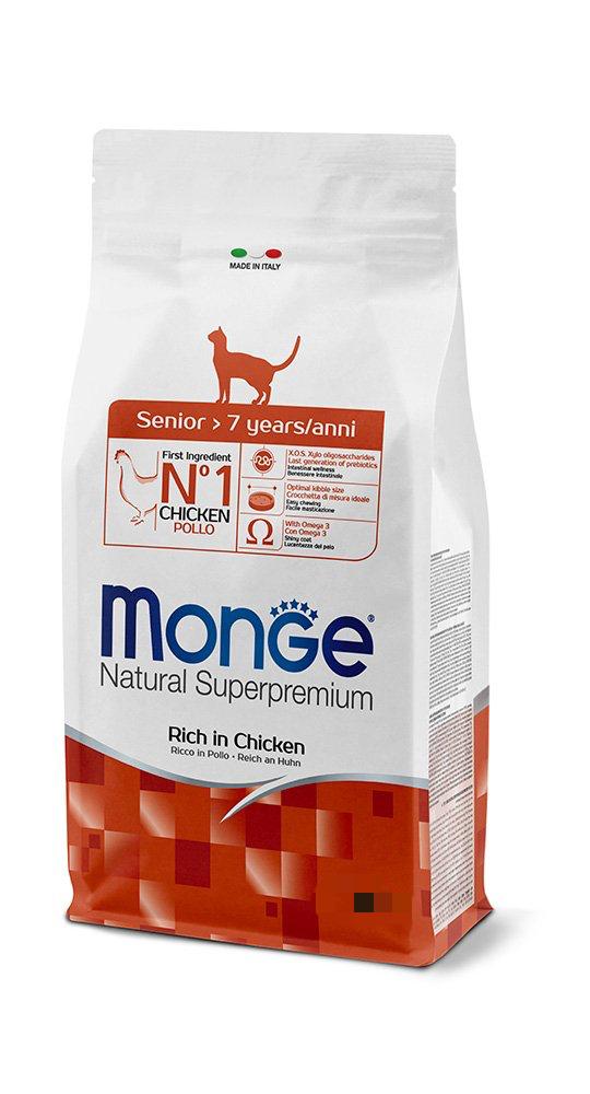 Monge Natural Superpremium Gatto Senior Ricco in Pollo – Alimento Completo per Gatti Anziani