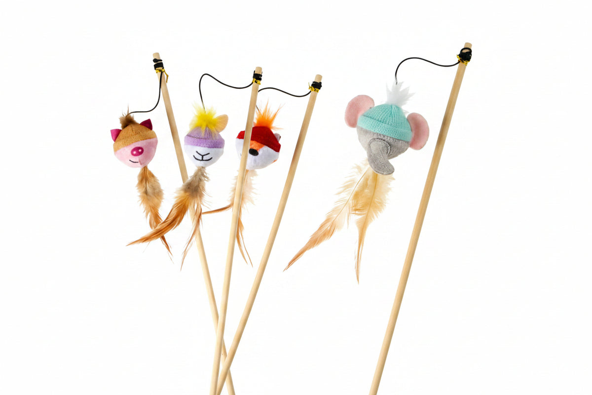 GimCat Cat Teaser con Peluche e Catnip – Gioco Canna da Pesca per Gatti
