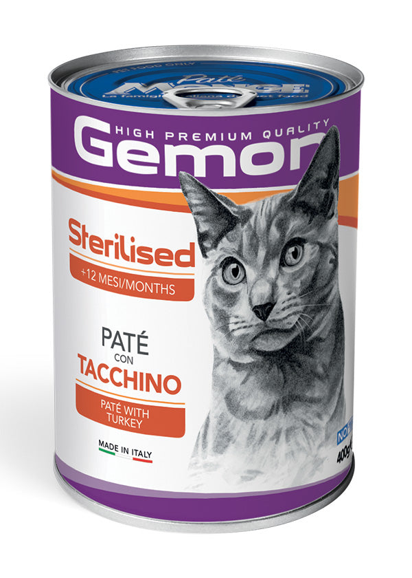Gemon Paté con Tacchino – Alimento Completo Gatti Adulti Sterilizzati 400g