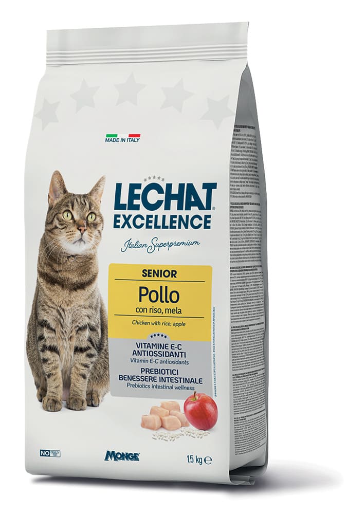 Le Chat Excellence Gatto Senior +7 Pollo con Riso e Mela – Alimento Completo per Gatti Adulti Senior