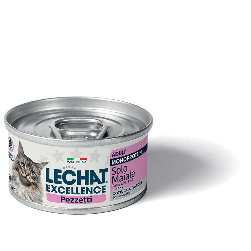 LeChat Excellence Pezzetti Monoprotein Maiale – Cibo Umido Gatti Adulti 80g