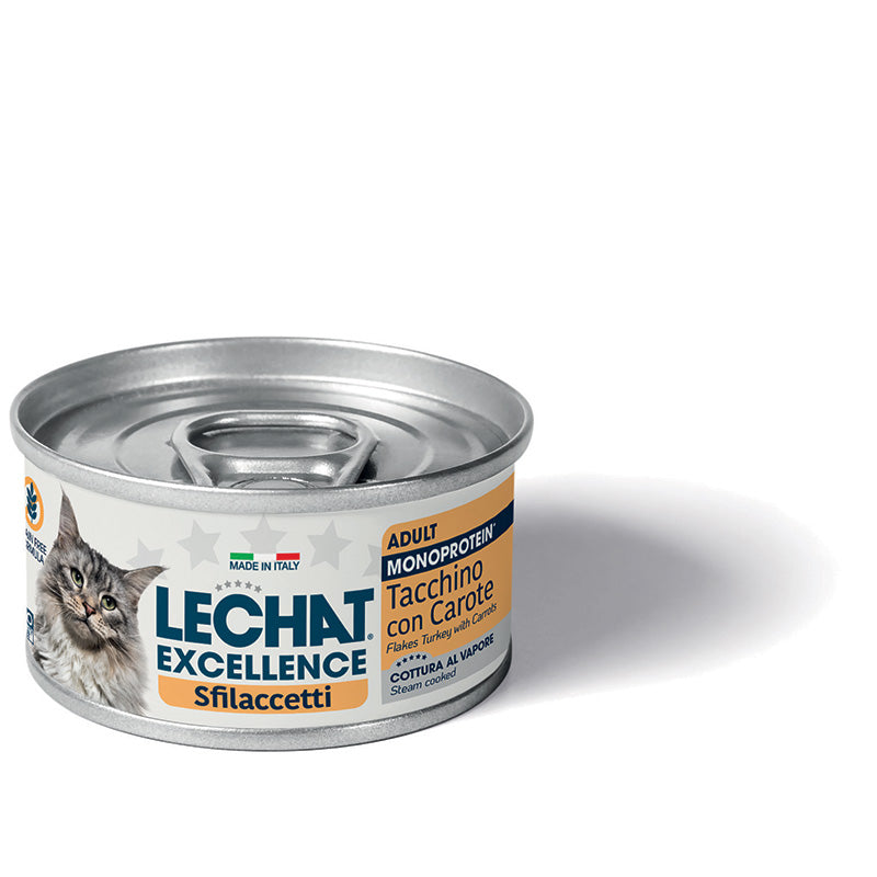 LeChat Excellence Monoprotein Tacchino con Carote – Cibo Umido Gatti Adulti 80g