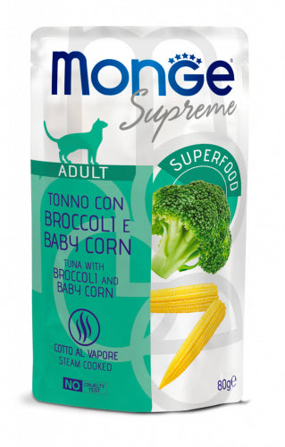 Monge Supreme Adult Tonno con Broccoli e Baby Corn – Bocconcini per Gatti Adulti