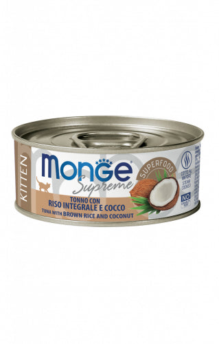 Monge Supreme Kitten Tonno con Riso Integrale e Cocco – Pezzetti in Salsa 80g