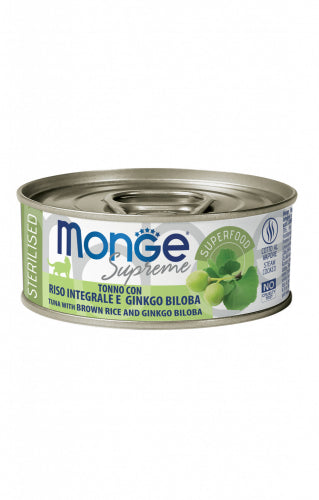 Monge Supreme Sterilised Gatto – Tonno con Riso Integrale e Ginkgo Biloba 80g