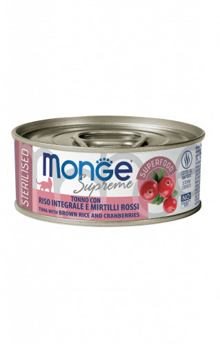 Monge Supreme Sterilised Gatto – Tonno con Riso Integrale e Mirtilli Rossi 80g