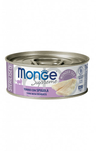 Monge Supreme Sterilised Tonno con Spigola – Pezzetti in Salsa