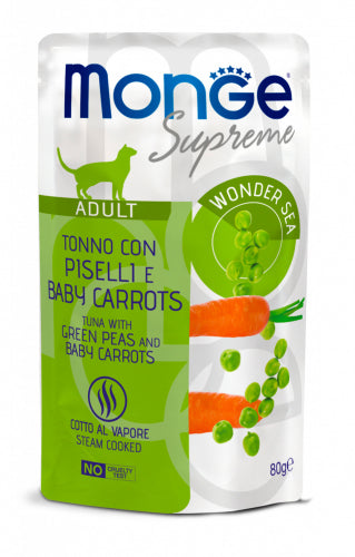 Monge Supreme Adult Tonno con Piselli e Baby Carrots – Bocconcini per Gatti Adulti