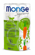 Monge Supreme Kitten Tonno con Piselli e Baby Carrots – Bocconcini per Gattini in Crescita