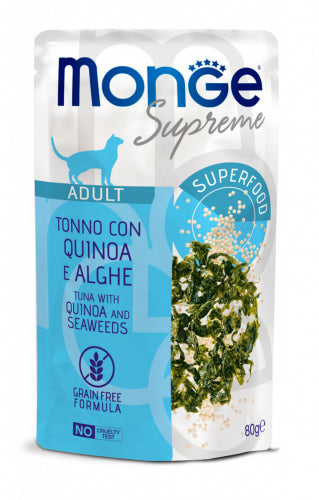 Monge Supreme Gatto Adulto Tonno con Quinoa e Alghe - Pezzetti in salsa