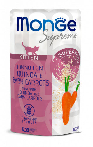 Monge Supreme Kitten Tonno con Quinoa e Baby Carrots – Bocconcini per Gattini in Crescita