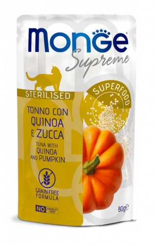 Monge Supreme Gatto Sterilizzato Tonno con Quinoa e Zucca – Pezzetti in Salsa