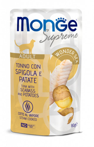 Monge Supreme Adult Tonno con Spigola e Patate – Bocconcini per Gatti Adulti