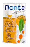 Monge Supreme Kitten Tonno con Spinaci e Baby Carrots – Bocconcini per Gattini in Crescita