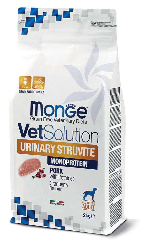 Monge VetSolution Urinary Struvite Cane Adult – Maiale con Patate | Supporto Vie Urinarie