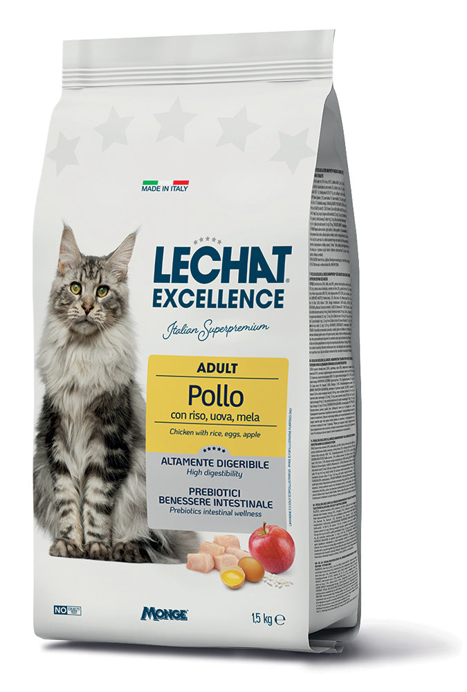 Le Chat Excellence Adult Pollo con Riso, Uova e Mela – Alimento Completo per Gatti Adulti