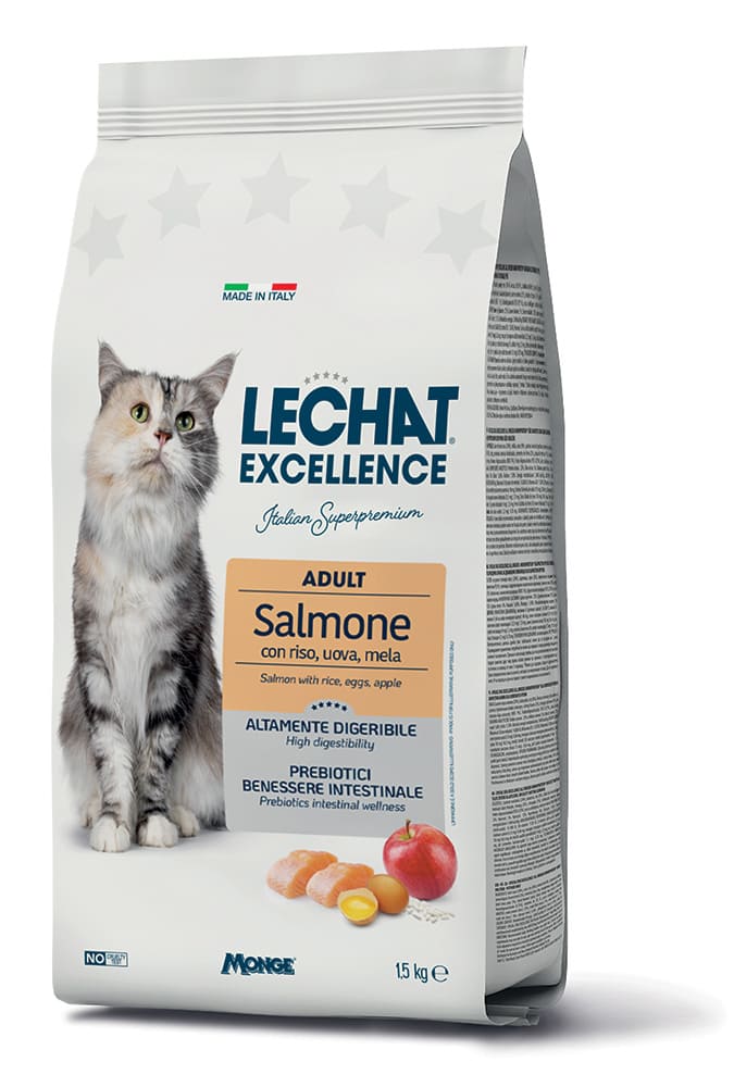 Le Chat Excellence Gatti Adulti Salmone con Riso, Uova e Mela – Alimento Completo per Gatti Adulti