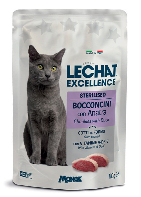 LeChat Excellence Bocconcini con Anatra – Cibo Umido per Gatti Sterilizzati 100g