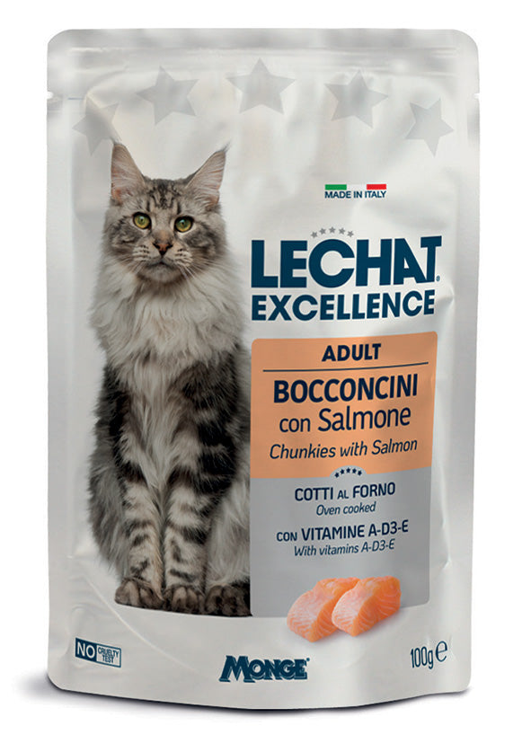 LeChat Excellence Bocconcini con Salmone – Cibo Umido per Gatti Adulti 100g