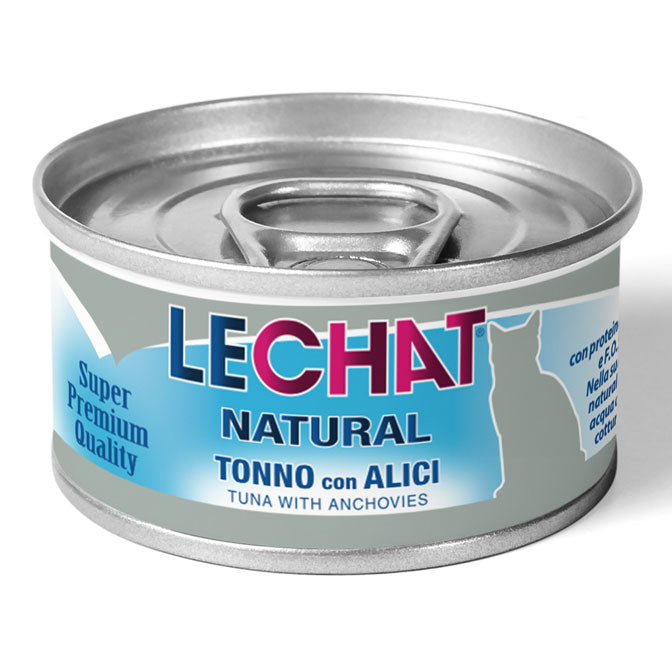 LeChat Natural Sfilaccetti di Tonno con Alici – Alimento Complementare Gatti 80g