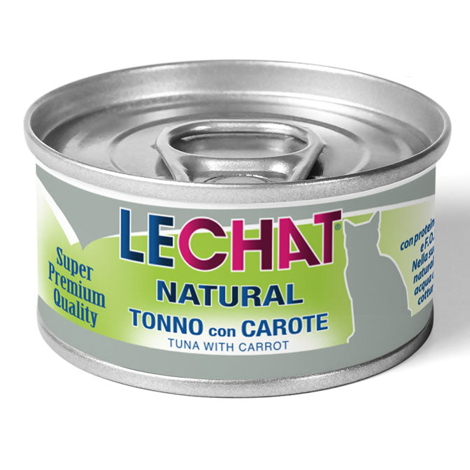 LeChat Natural Sfilaccetti di Tonno con Carote – Alimento Complementare Gatti 80